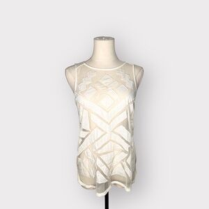 LUCKY BRAND Cream Sheer Panel Tank (Sz S)